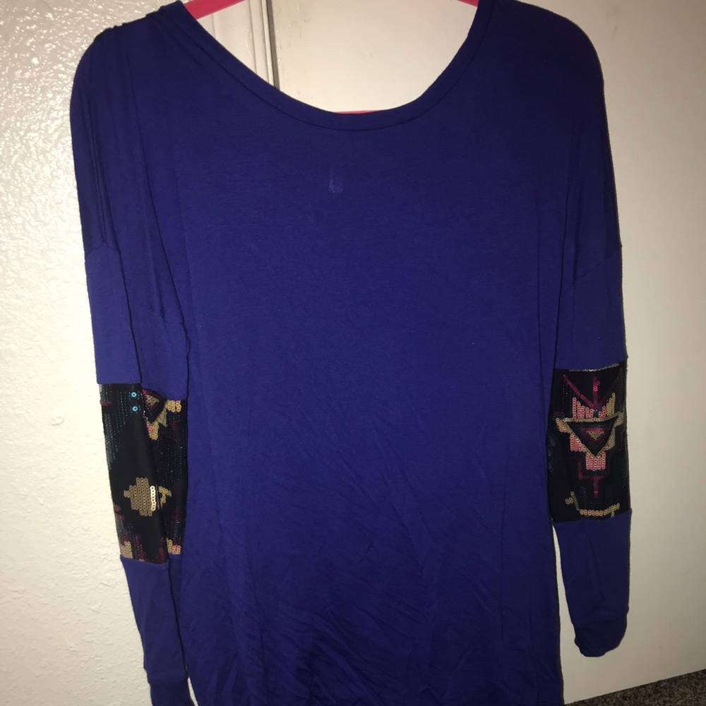 Size small blue long sleeve with sequin detail